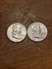 Lot Of 2 1963 Ben Franklin Half Dollars 90% Silver