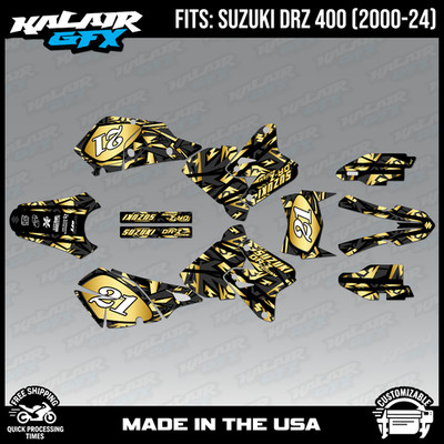 Graphics kit for Suzuki DRZ400 SM, S and E (2000-2024) Shatter Series - Gold