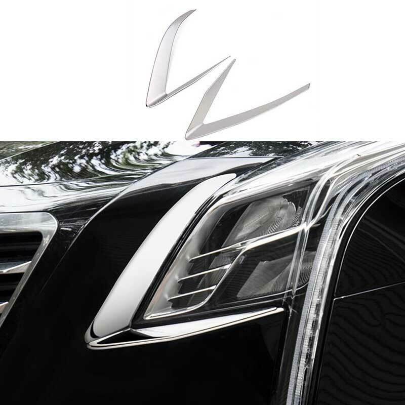 For Cadillac CT6 2016-2018 Chrome Steel Front Headlight Lamp Eyebrow Trim 2PCS