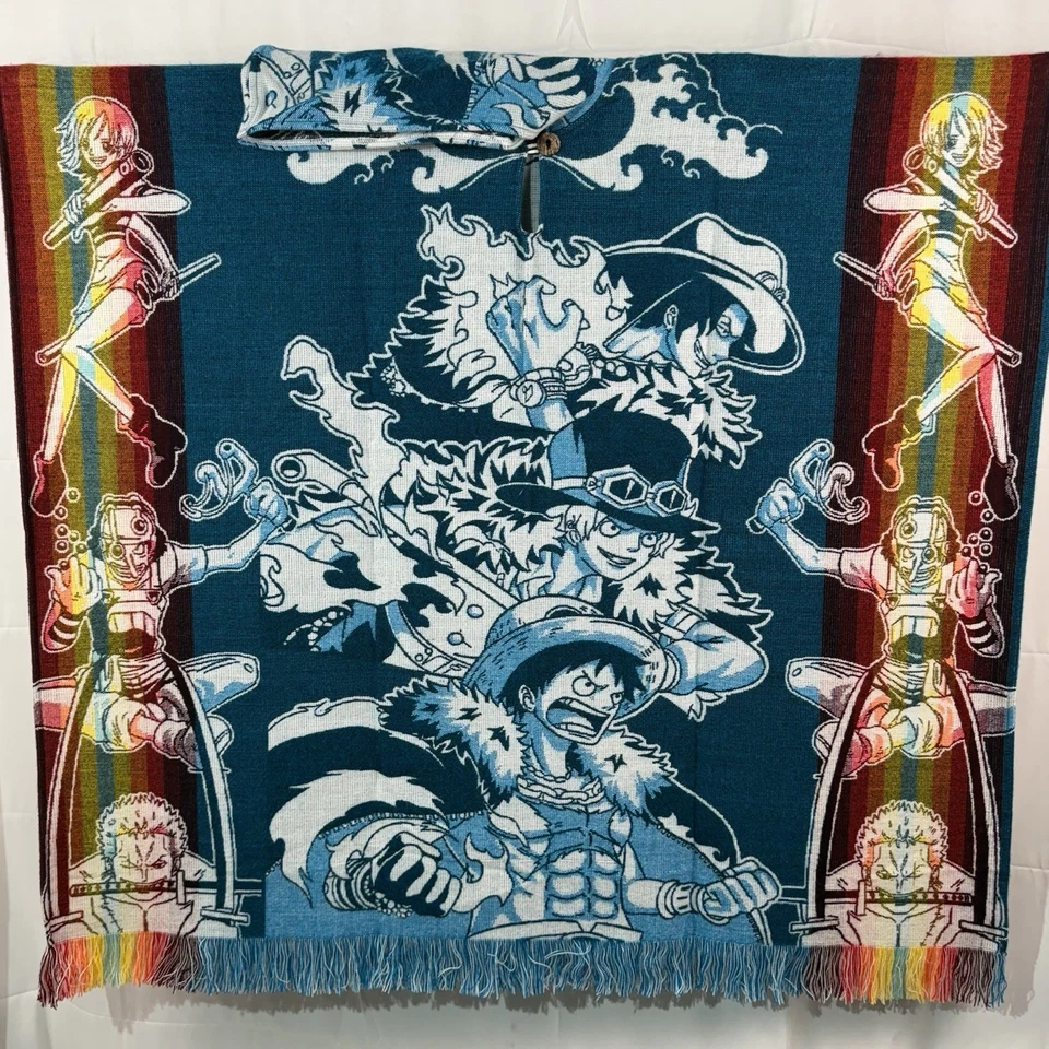 Poncho Anime Dragon One Piece Luffy Adulto Unisex Cálido Otoño/Invierno Estilo Mexicano Foto 3 de 4