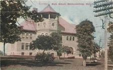 Mechanicsburg Ohio~Well-Powered High School~Utility Pole~Rotund Turret~c1910 ZIM