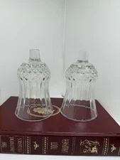 2 Clear Glass Home Interiors Diamond Peg Votive Candle Holders Homco Vtg. 4.5 In