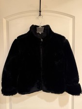 Gap Girls Black Faux Fur Jacket Kids Coat Size 6-7
