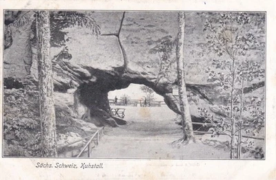 AK Deutsches-Reich Bad Schandau Litho Sächsische Schweiz Kuhstall Panorama !! - Bild 1 von 2