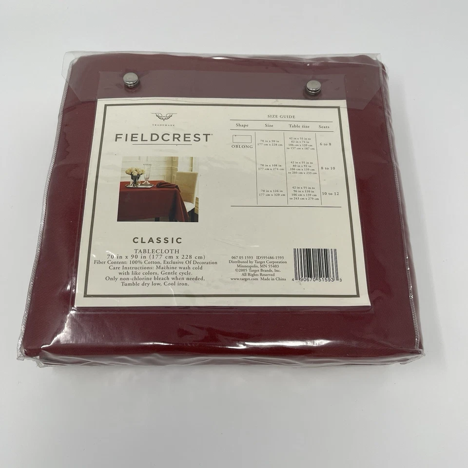 Fieldcrest 100% Cotton Crimson Red Holiday Tablecloth 70"x90" Oblong BNIP - Image 2 of 3