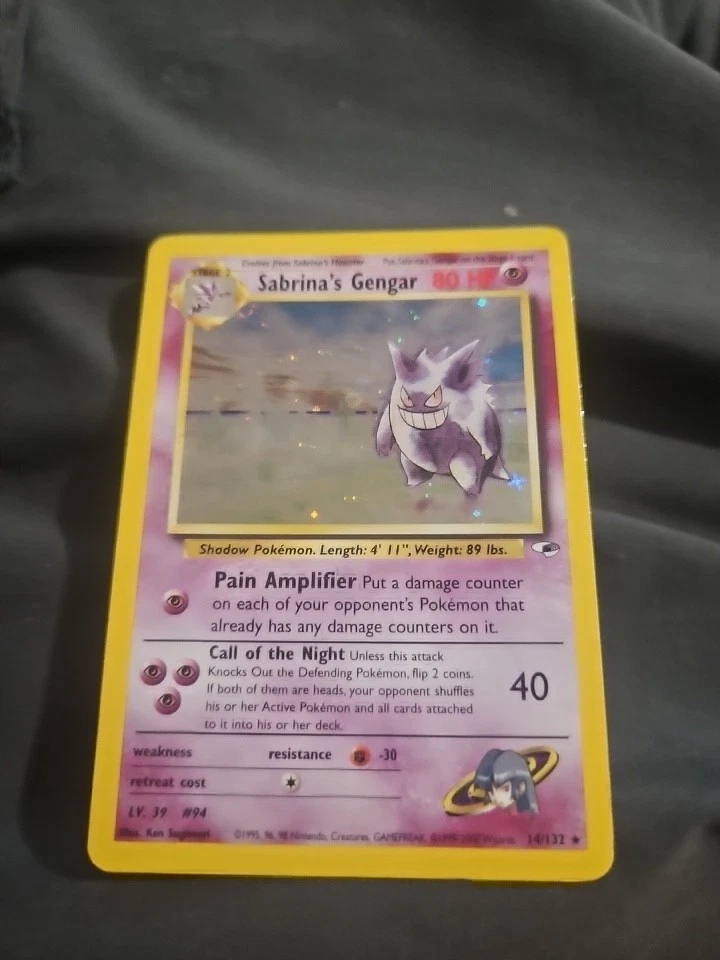 Sabrina’s Gengar 14/132 Holo Rare – Gym Heroes – Vintage Pokémon Card LP