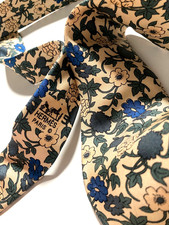 HERMES VINTAGE FLOWERS GARDEN TIE ROSE CAMELLIA CARNATION HIGH END FRANCE IVORY