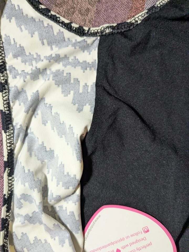 Pistol Panties Swimsuit Swimming Costume Black White Zigzag Stripe UK12 Stretch - Image 4 of 4