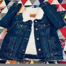 Levi  s Youth 10-12 yrs Sherpa Trucker Denim Jacket Sz M Fleece Lined New Tag
