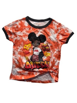 Pink Sparkle 6X Tie-Dye Graphic Tee With Queen Design & Girl Power