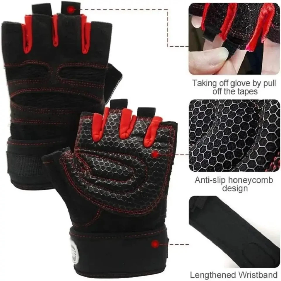 Weight Lifting Gym Gloves Fitness Training Workout Crossfit Exercise Men Women - Image 2 of 4