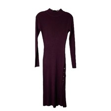 Say What purple ribbed sweater bodycon turtleneck midi dress medium