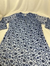 Aria Collection Nightgown Long Sleeve Velour Many Size Blue Floral Pockets New