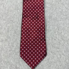 Jos A Bank Signature Collection Silk Tie Red Blue Geometric Pattern 3.5  x60  