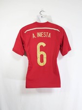 Spain National Team Iniesta #6 2014 Home Jersey M Adidas Soccer Shirt