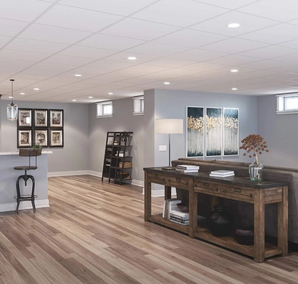 批量 2 件(12 件装 2x2 白色天花板瓷砖)防水防火PVC(共 24 件) — 第 2/4 张图片