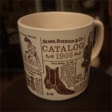 Sears Roebuck & Co 1906 Catalog Advertising Mug White Brown Advertising Sign USA