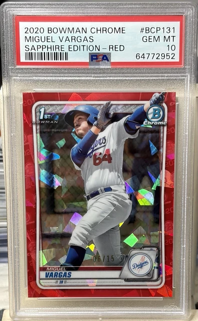 2020 Bowman Chrome Sapphire Miguel Vargas 1st Red /15 BCP-131 PSA 10 Pop 5
