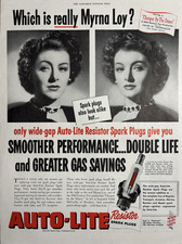 1950 Auto Lite Spark Plugs Myrna Loy Resistor...