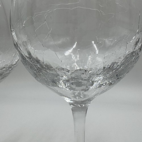 Set 2 Pier 1 One Angled Rim Crackle Goblet White Wine Slant Glasses Clear Lot - Picture 3 of 12