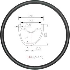 Cerchio carbonio bici XC MTB 27,5er 650B 28x25mm asimmetrico 24 28 32 fori anello