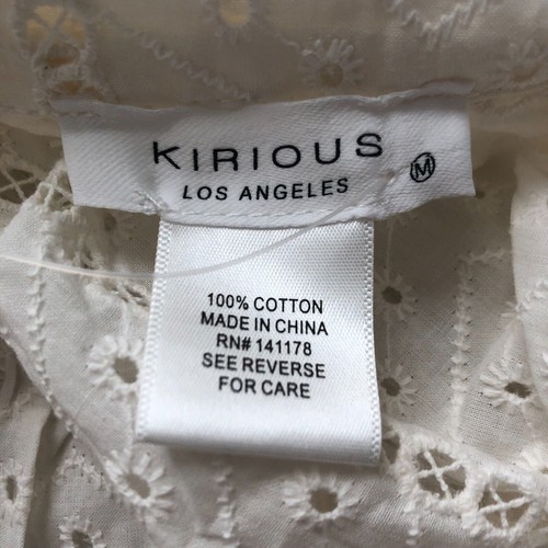 Blusa Kirious Mujer M Blanca Manga Corta Cuello Ojales Ver A Través Con Botones - Imagen 5 de 5
