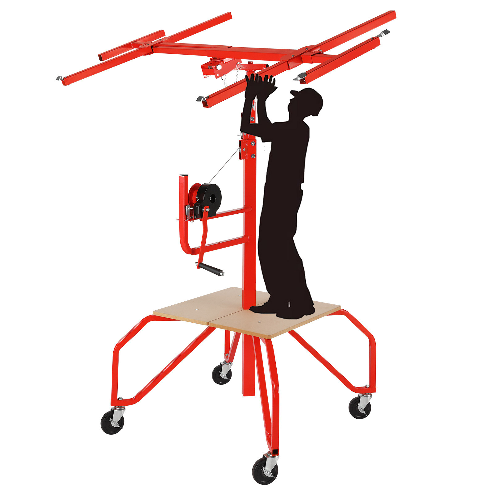 11FT Drywall Lift Panel Hoist Jack Lifter Plasterboard Sheet Rolling w/Footboard eBay