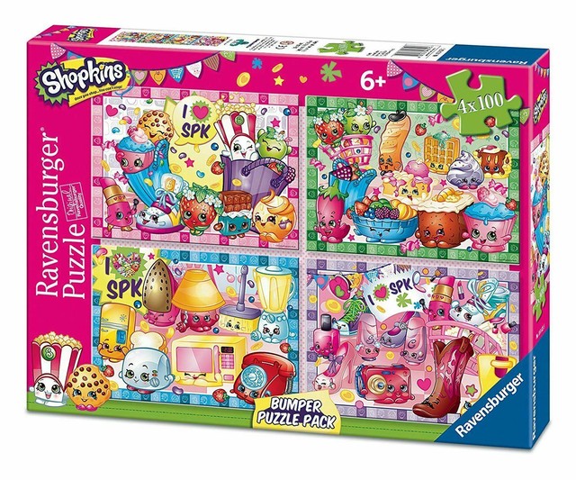 Ravensburger Shopkins 4 X 100 Bumper Jigsaw Puzzle Pack 6 Gift Child ...