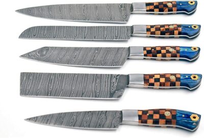 Wild Turkey Handmade Damascus Kitchen Chef Knife Gaming Set Full Tang Blade