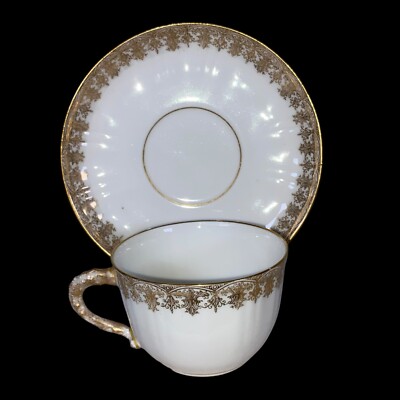 Antique Limoges LS&S France Demitasse Tea Cup Saucer Gold Gilt Rare ...
