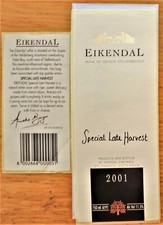 etiquetas vinos SOUTH AFRICA EIKENDAL Spc Late Harvest 2001  wine labels