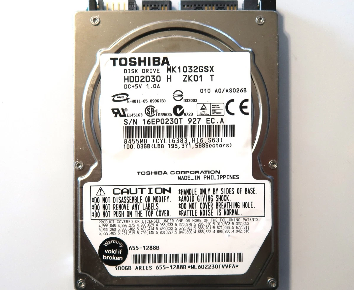 Toshiba Internal 5400 RPM Rotation Speed 100 GB Storage Capacity