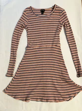 Art Class Dress Long Girls Sleeve Striped SizeM Medium 7/8 Knit MulticolorCotton