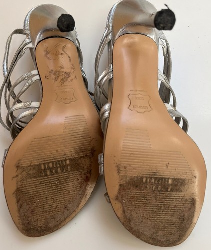 VINTAGE STUART WEITZMAN SILVER DIAMOND DUST PUMP HEELS SIZE 7.5 DO THE TWIST - Picture 4 of 6