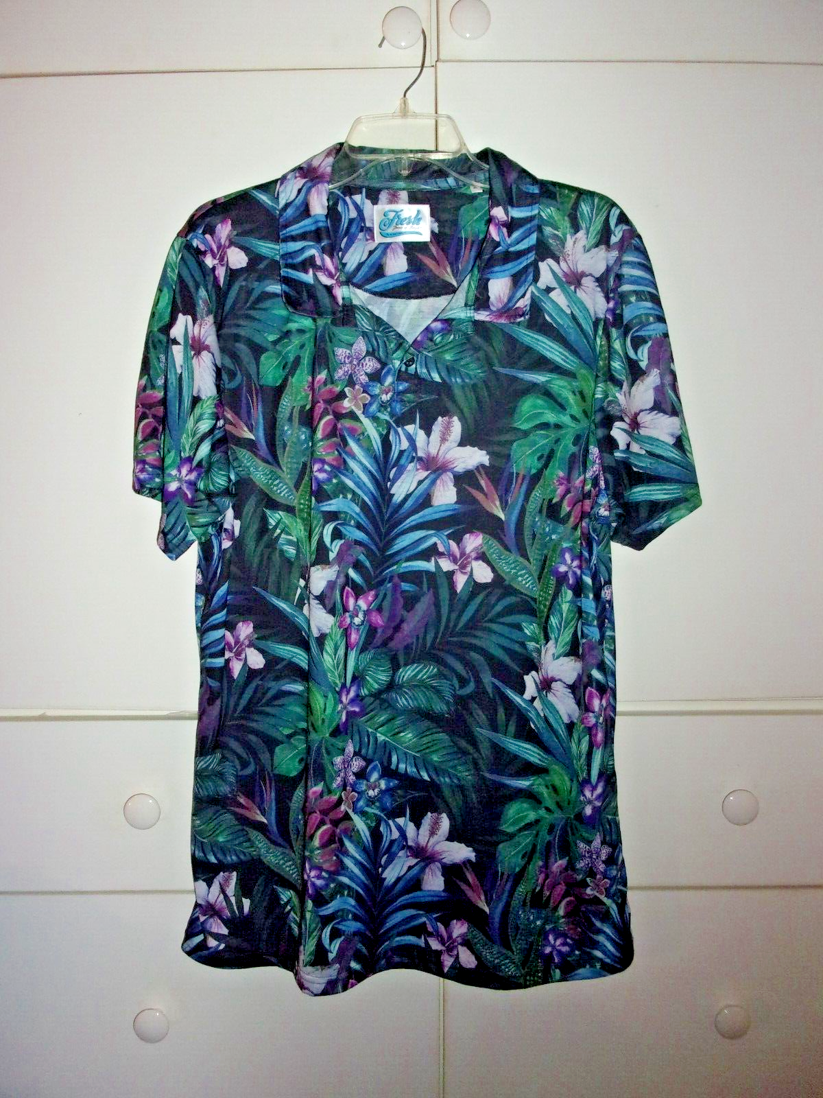 Fresh Prints of Bel-Air Pull Over Shirt Orchids & Palms XL