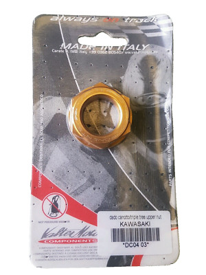 NEW KAWASAKI TREE UPPER NUT GOLD ANODISED ALLOY VALTERMOTO NOS