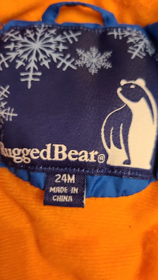 Chaqueta Rugged Bear para niños pequeños talla 24M azul con cremallera frontal forrada con capucha Foto 4 de 4