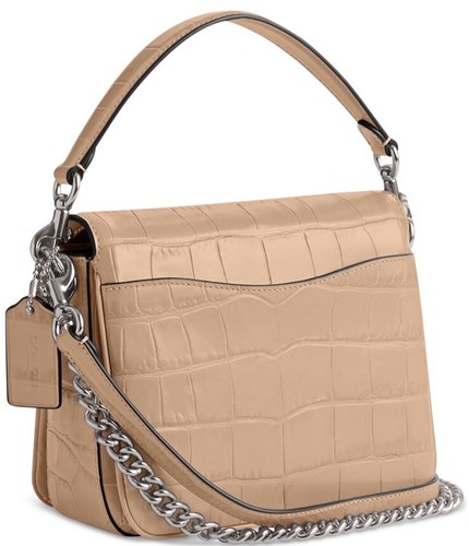 Coach Cassie 19 hellbraun silber geprägtes Krokoleder Umhängetasche Handtasche neu mit Etikett - Bild 3 von 4