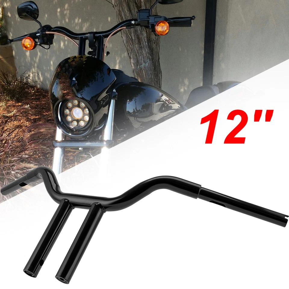适用于 Harley Softail Sportster Dyna Low Rider 12" Rise MX-T 杆车把黑色 — 第 4/4 张图片