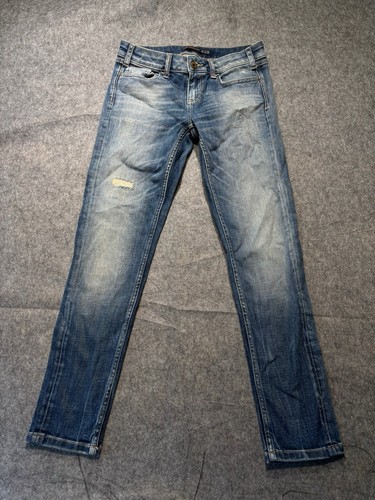 Zara Jeans Womens 4 Blue Japanese Edition Low Rise Distressed Skinny Leg Denim