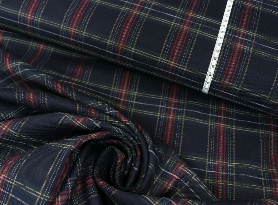 Schottenkaro Karo Stoff Glencheck Rot Grau Beige auf Schwarz EUR 13,98/m - Bild 2 von 3