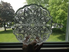 Beautiful ABP Brilliant Period Cut Glass Divided Handled Dish