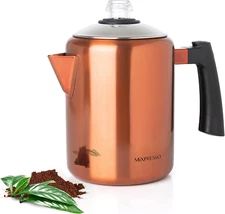 Mixpresso Copper Stainless Steel Coffee Percolator Stovetop, 37Oz Classic Percol