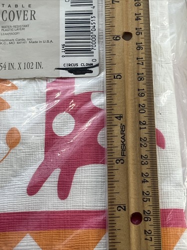 VTG Hallmark Table Cover 54x102 Kid birthday party 1990s clown Elephant Giraffe - Picture 9 of 24