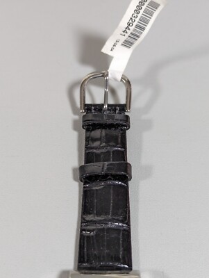 White Pearlized Dial Silver Tone Rectangle Case Black 