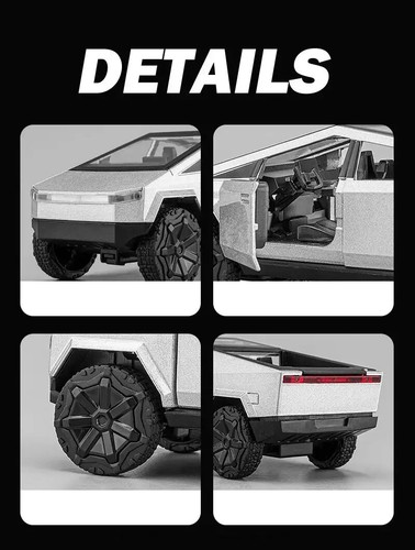 1:36 Tesla Cybertru Diecast Model Toy Car Sound Light Pickup Truck kids Gift Toy - Bild 12 von 23
