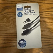 PHILIPS Toslink Fiber Optic Audio Cable with Mini Toslink Adapter 10ft
