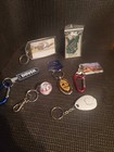 Lot of 7 New & Used Nice Collectible Keychains. Compass, Red Light, States, Etc.