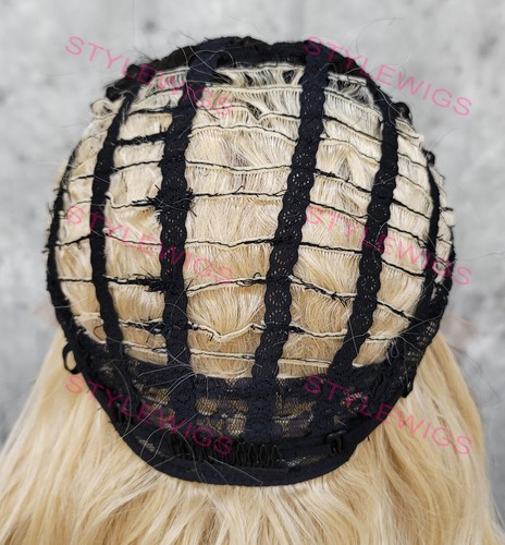 Light Blonde Rooted Long Body Waves Heat OK Lace Front Human Hair Blend Wig EVGE - Picture 9 of 10