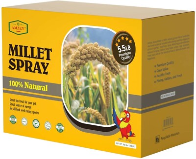 5.5LB Amzey Spray Millet for Parakeets, 100% Natural Dried Millet Grain for Bird